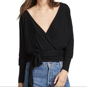 FREE PEOPLE V NECK LONG SLEEVE WITH TIE